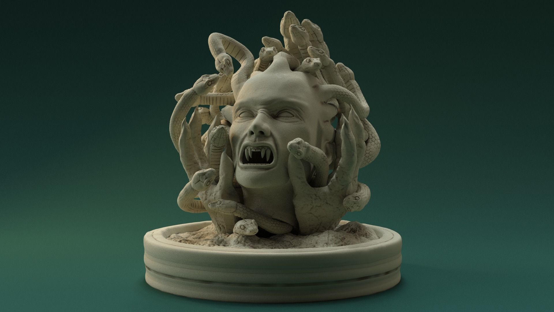 Medusa sculpture with head 3D print model_5