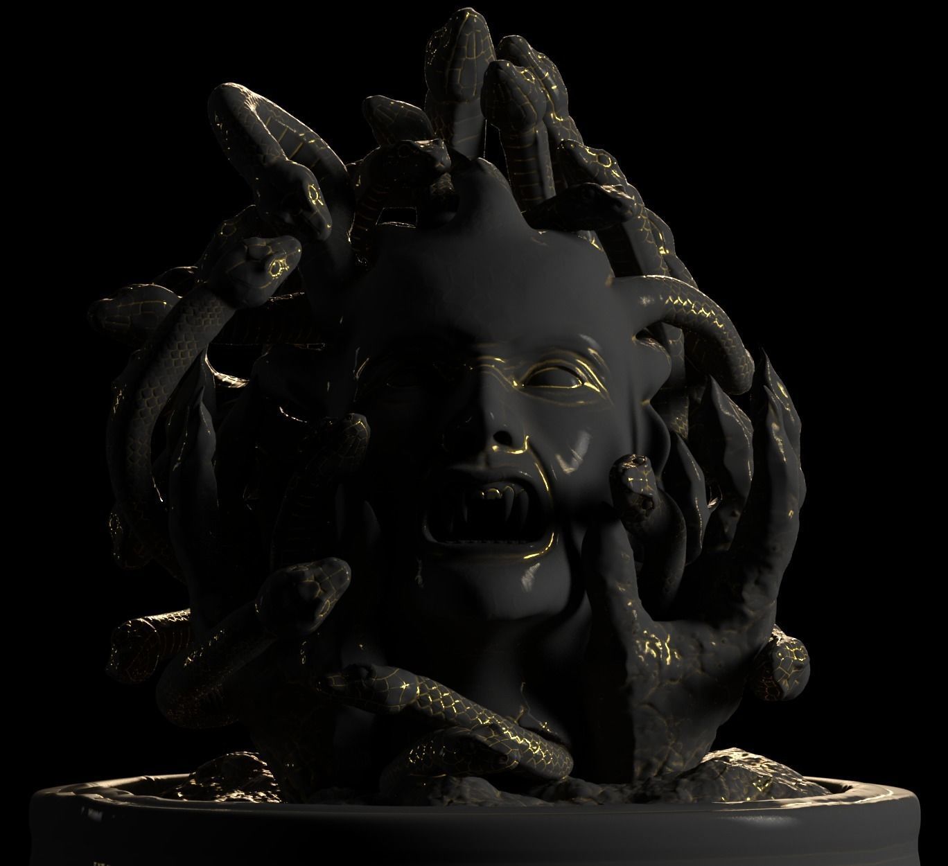 Medusa sculpture with head 3D print model_6
