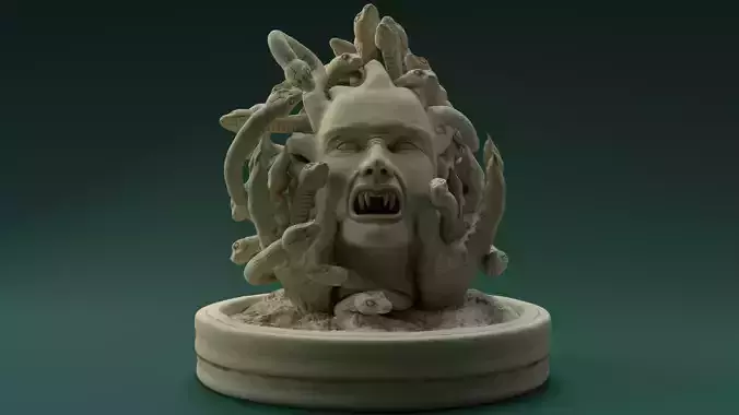 Medusa sculpture with head