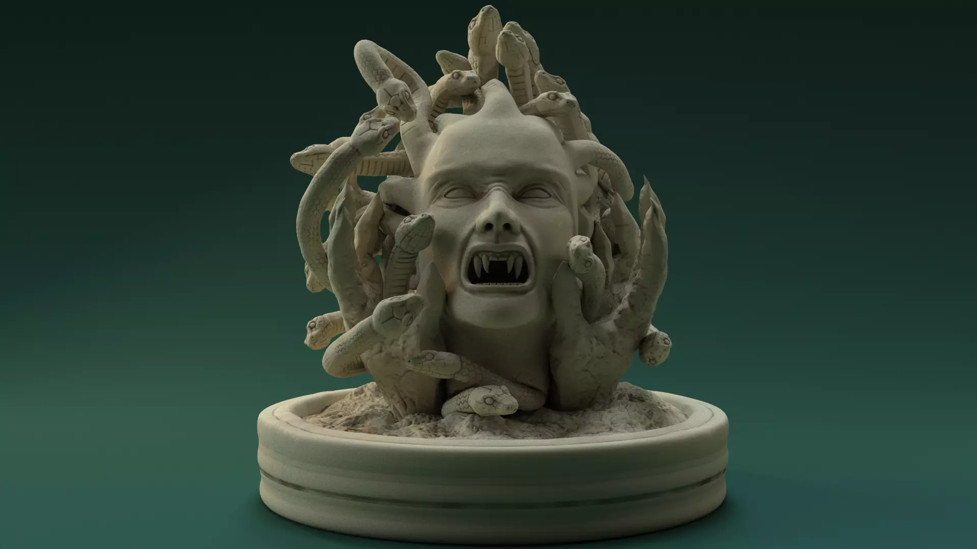 Medusa sculpture with head 3D print model_0