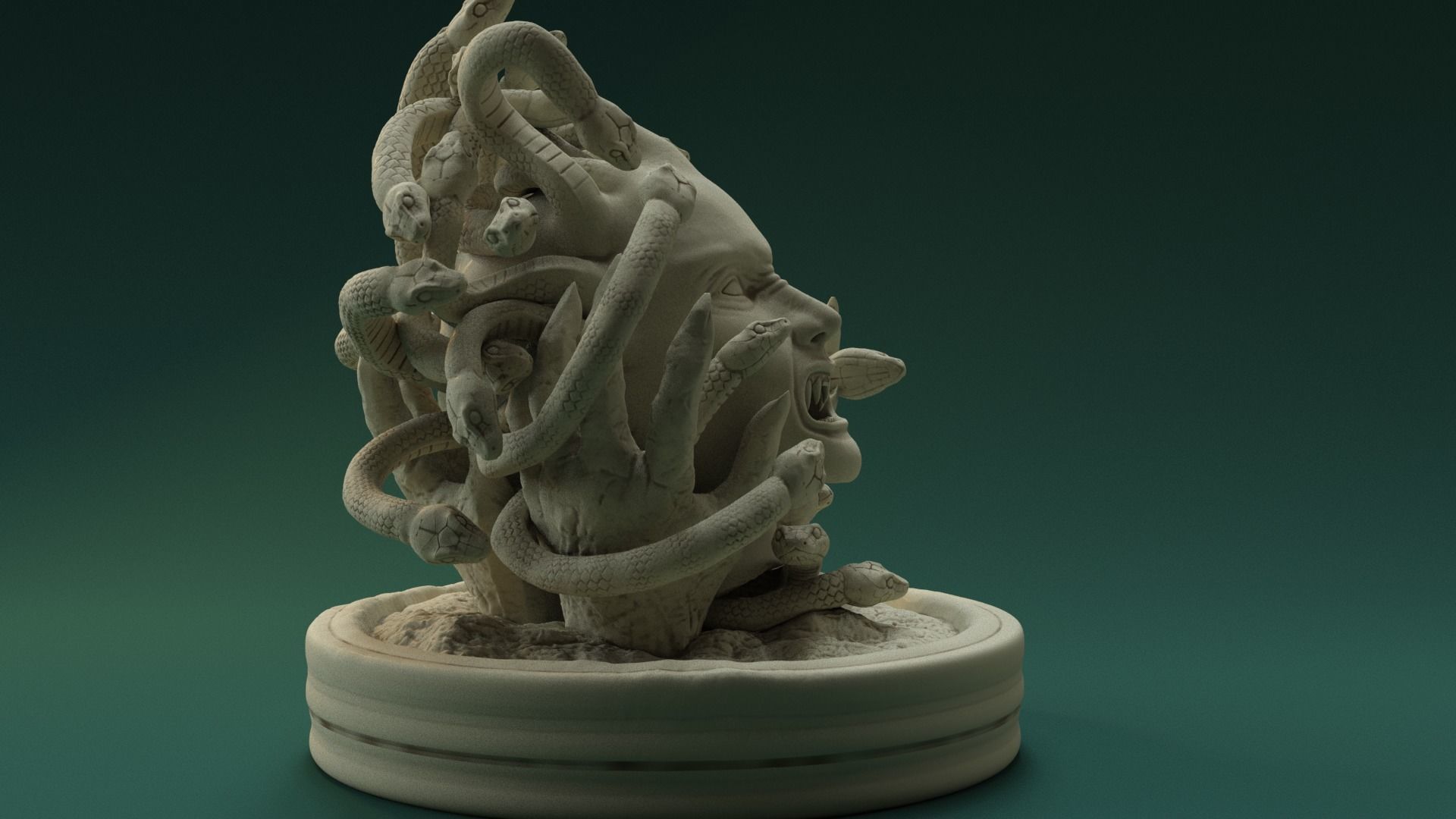 Medusa sculpture with head 3D print model_3