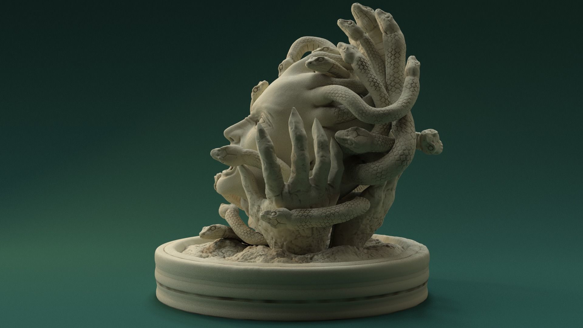 Medusa sculpture with head 3D print model_4