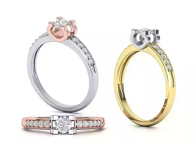 Classic Engagement ring 4mm round stone  4 prong 3dmodel 