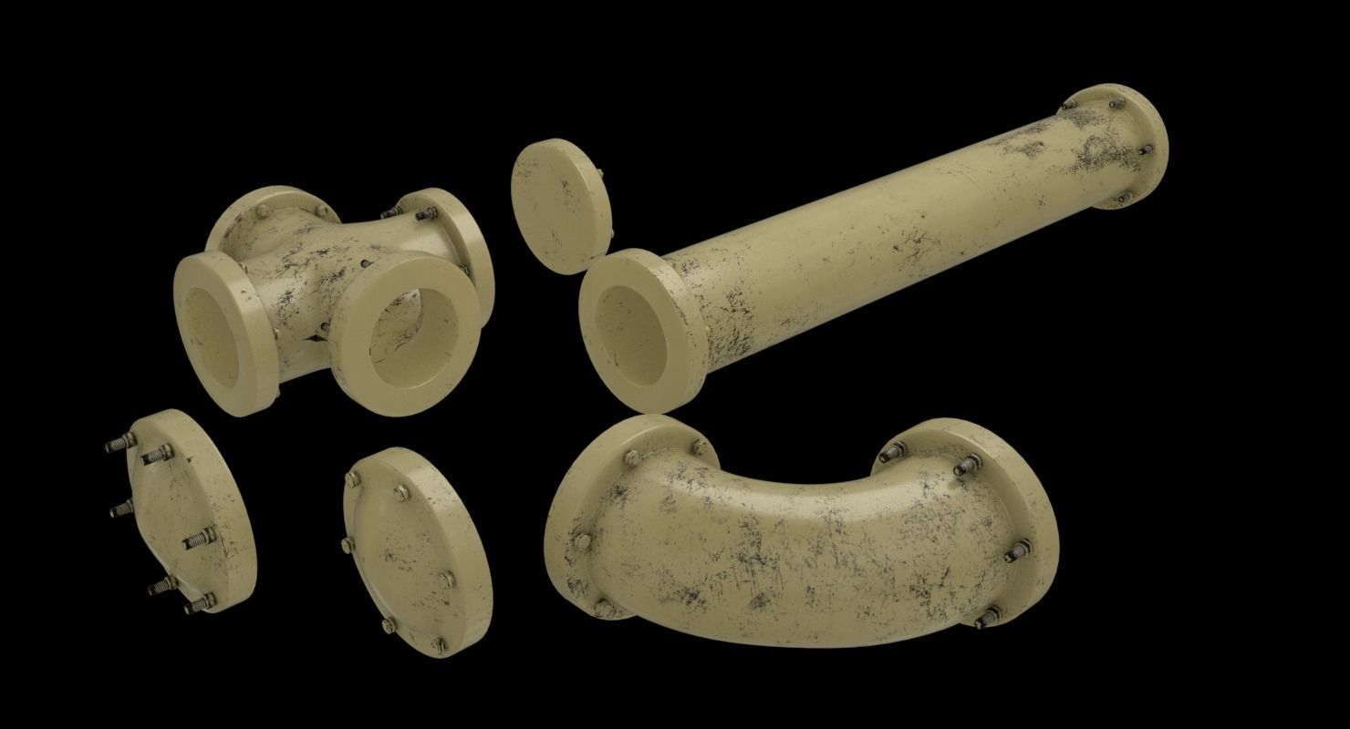 Industrial Pipes Low-poly 3D model_1