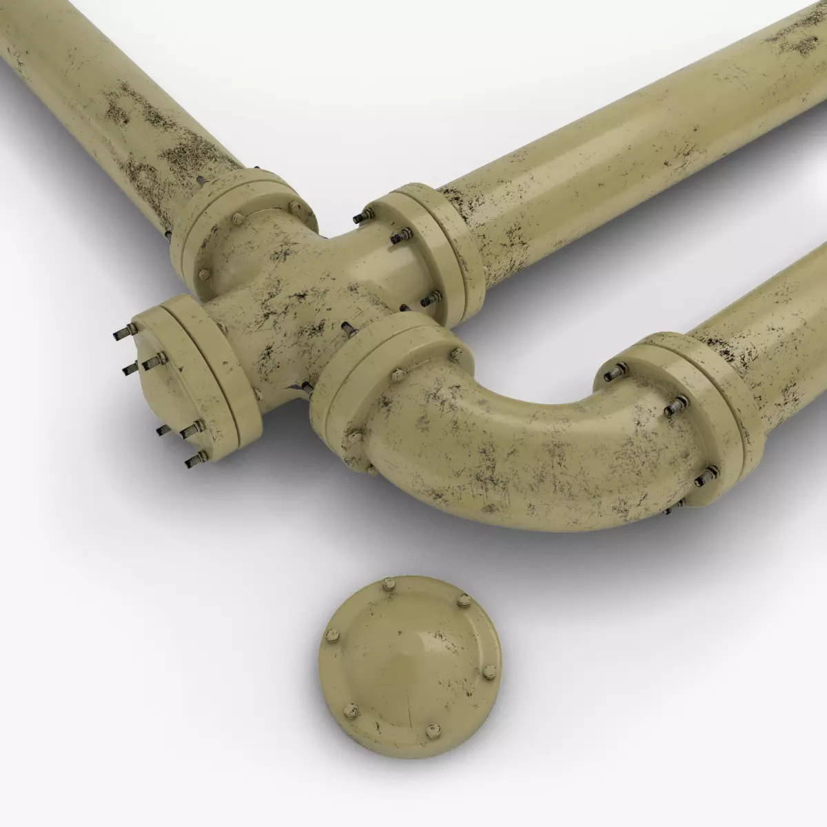 Industrial Pipes Low-poly 3D model_0