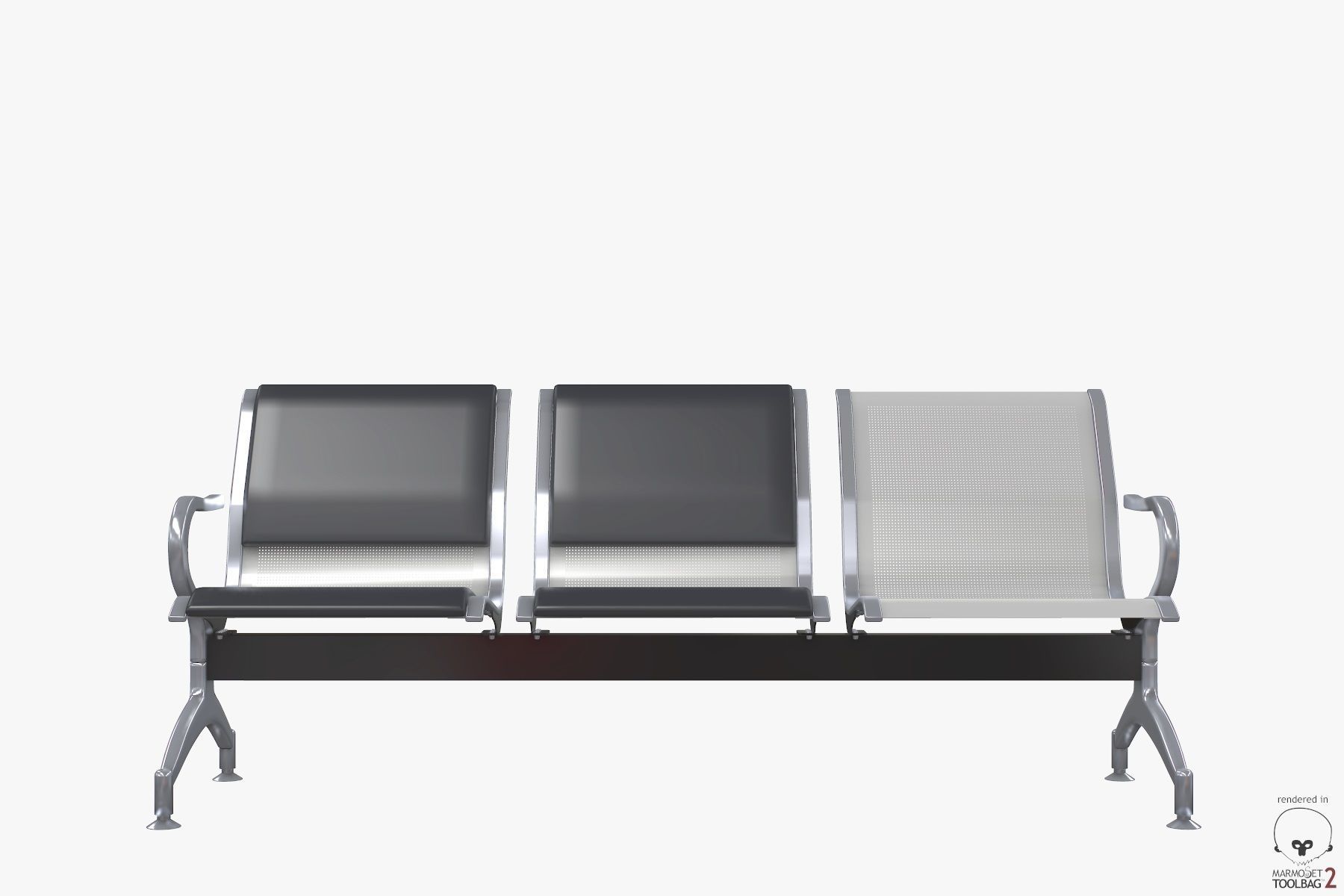 Waiting chair 3 Seats  3D model_3