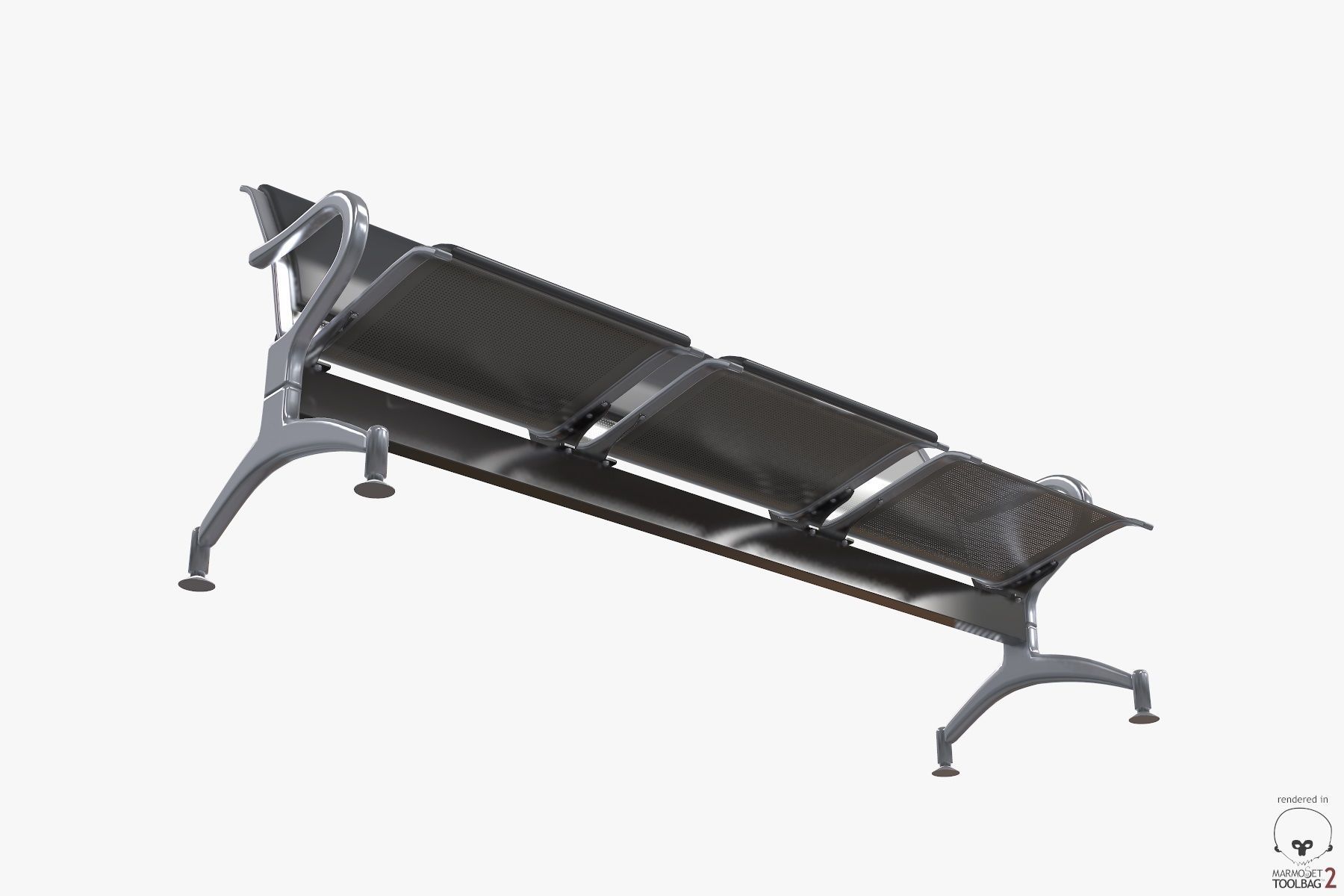 Waiting chair 3 Seats  3D model_9