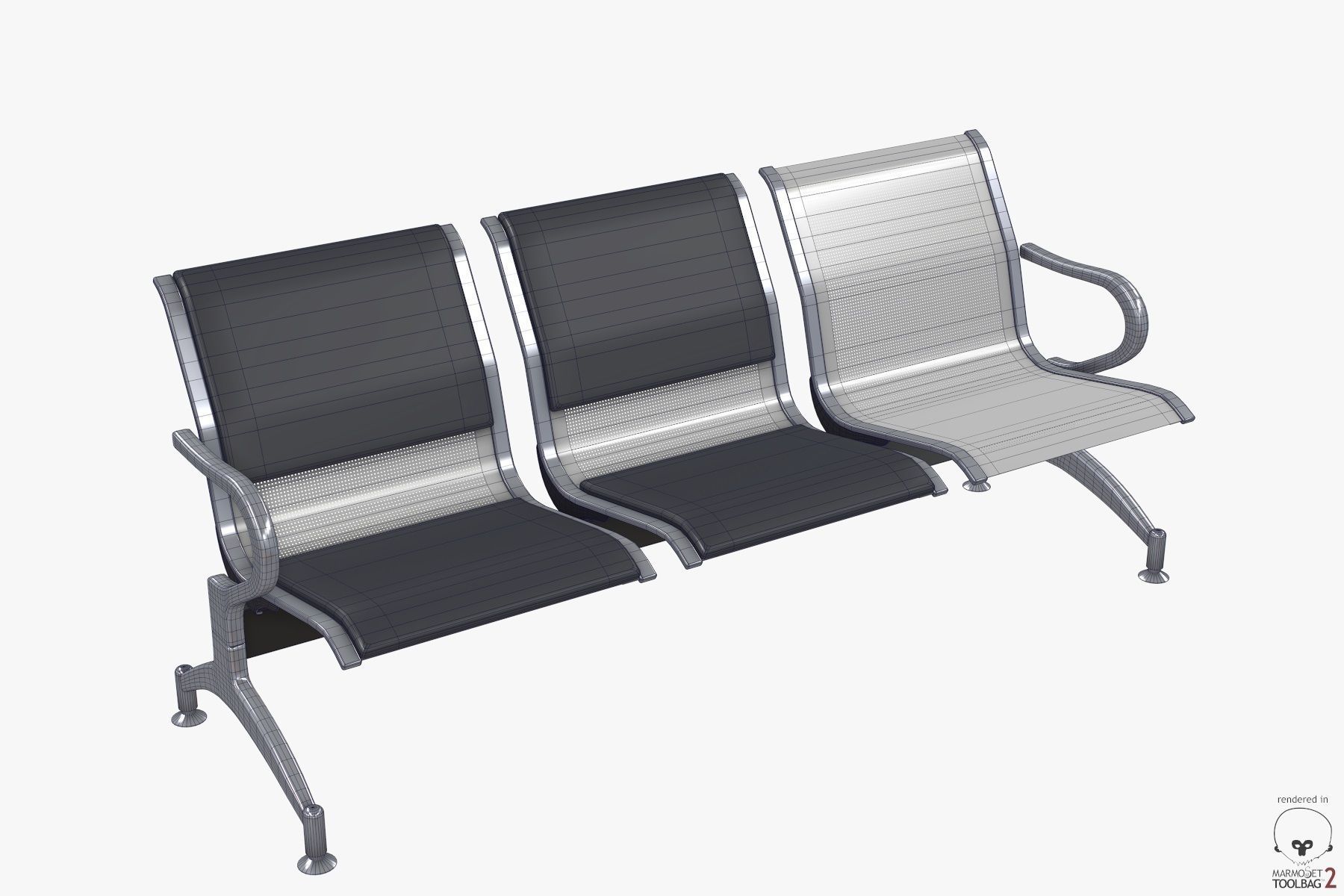 Waiting chair 3 Seats  3D model_17