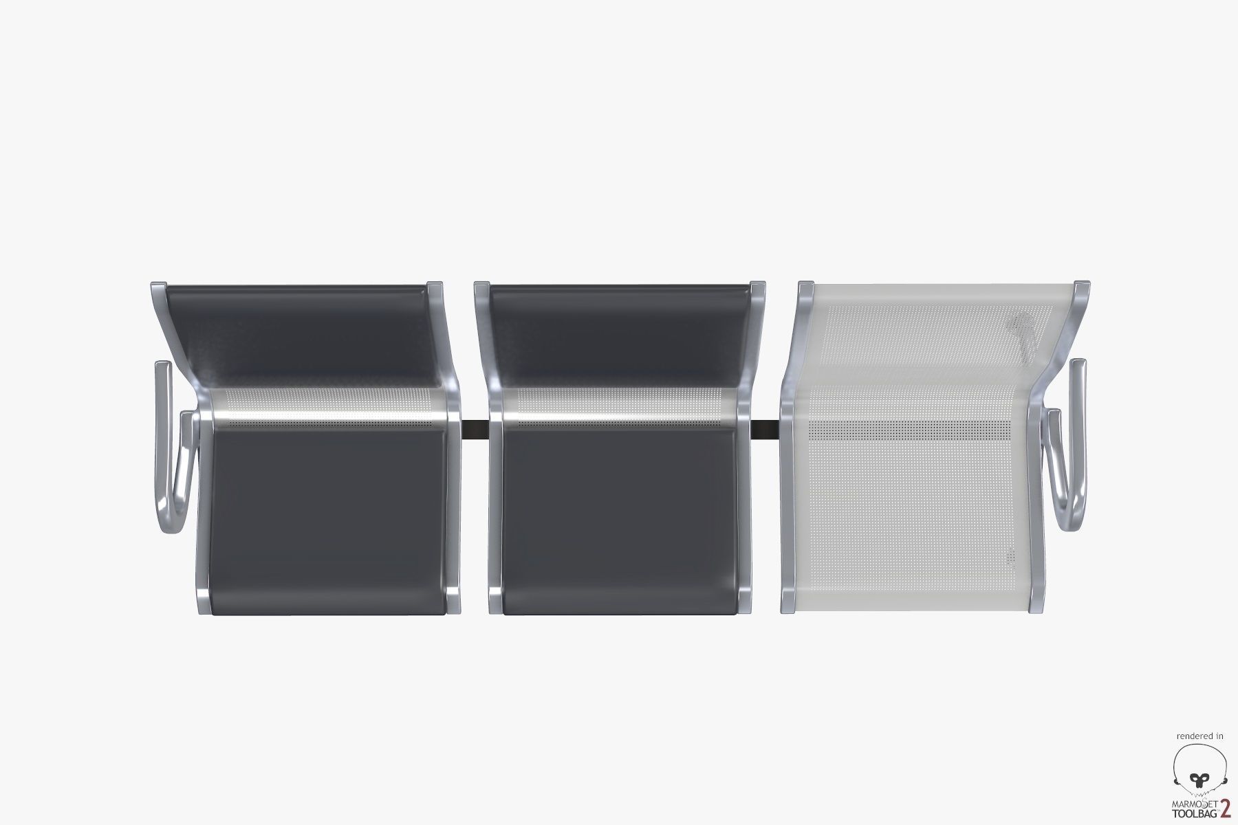 Waiting chair 3 Seats  3D model_7