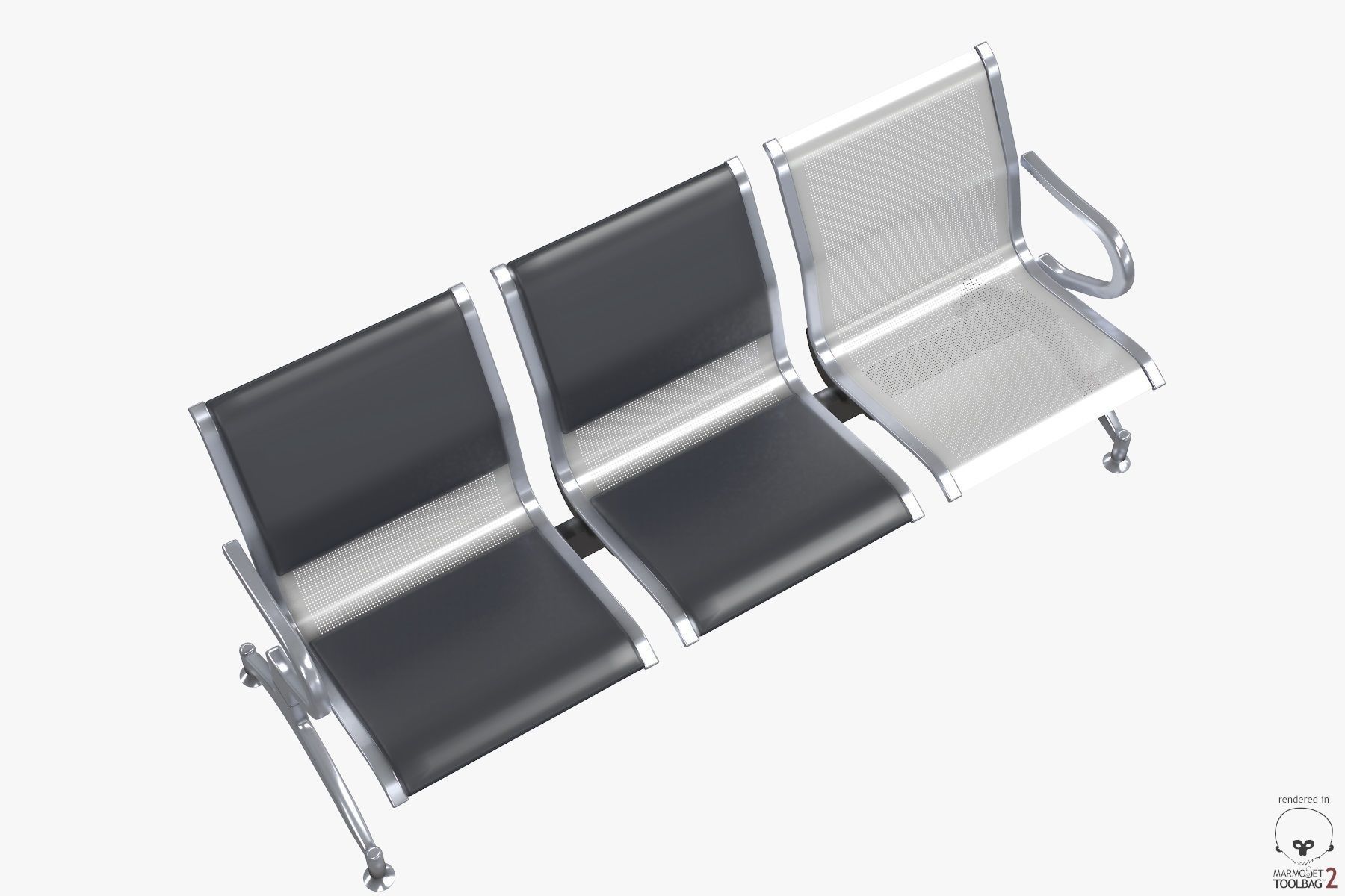 Waiting chair 3 Seats  3D model_8