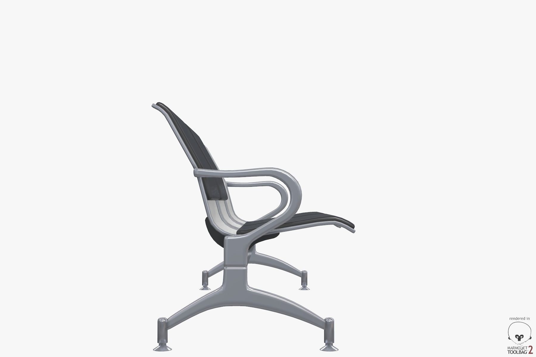 Waiting chair 3 Seats  3D model_4