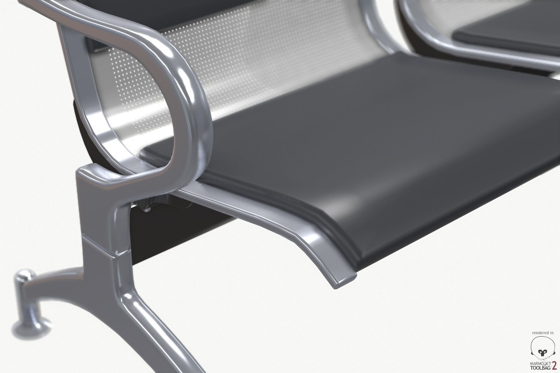 Waiting chair 3 Seats  3D model_10