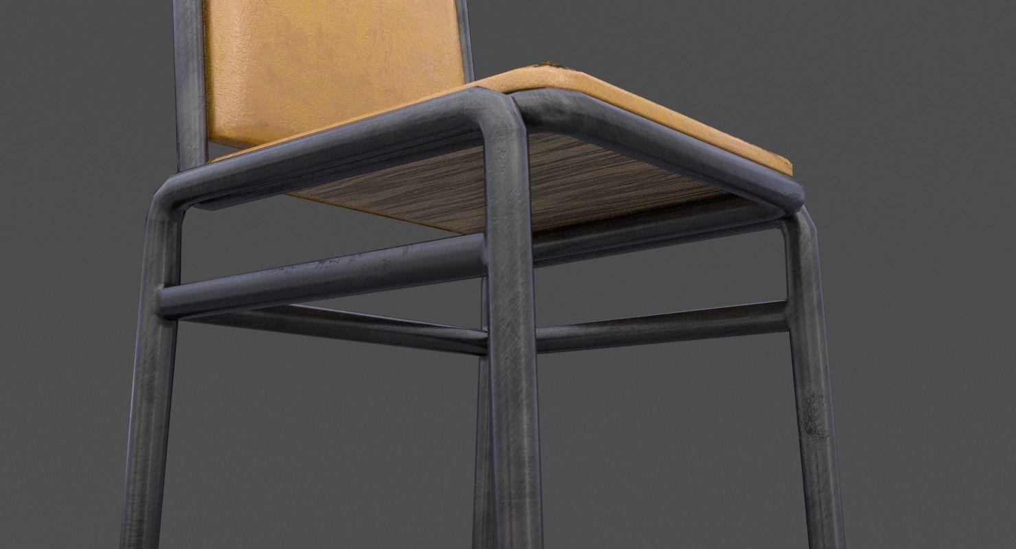 Dining Chair Low-poly 3D model_12