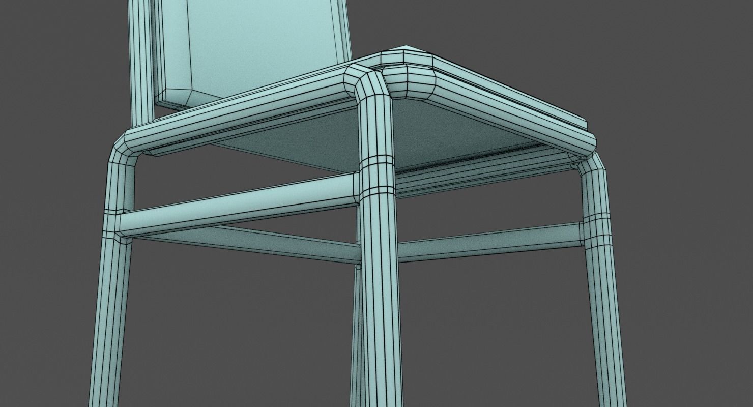 Dining Chair Low-poly 3D model_11