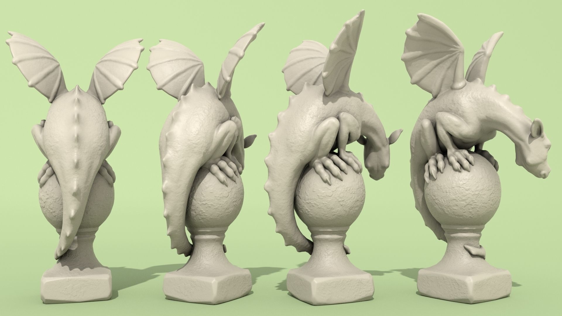 Dragon Statuette A 3D print model_2
