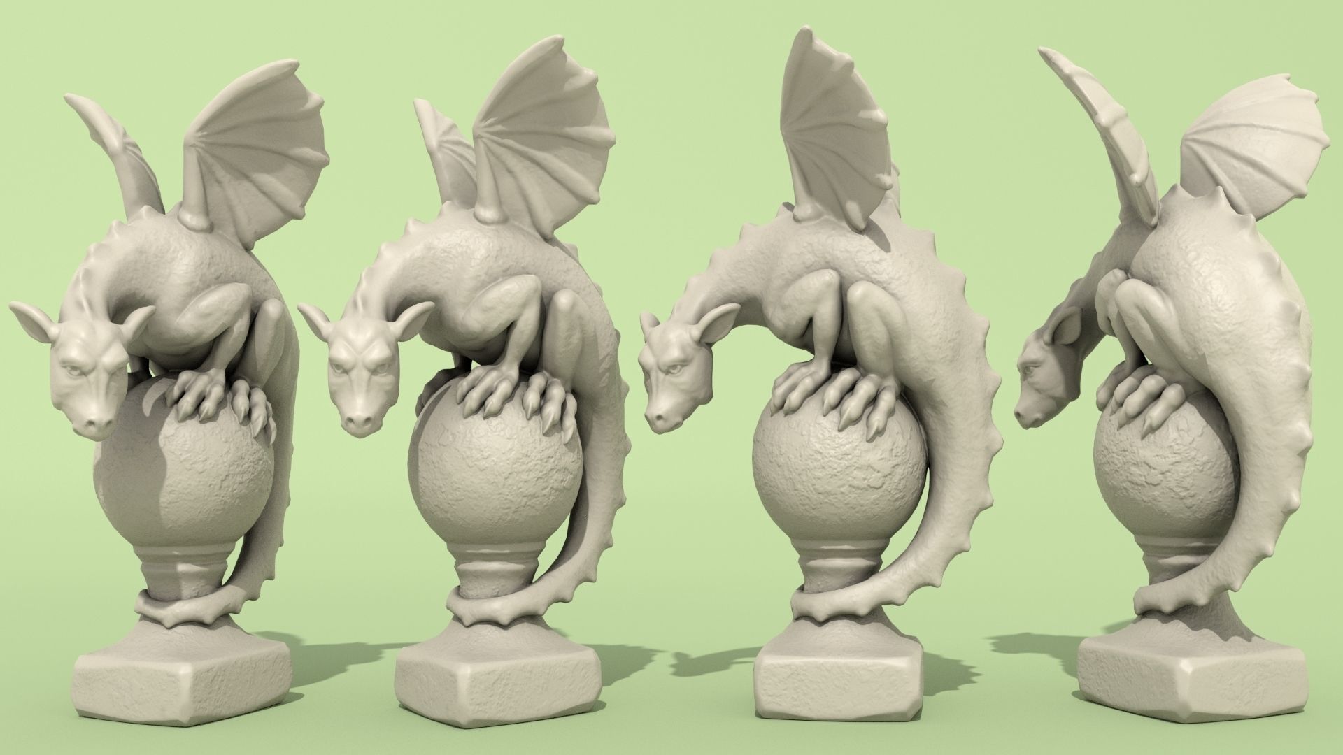 Dragon Statuette A 3D print model_1