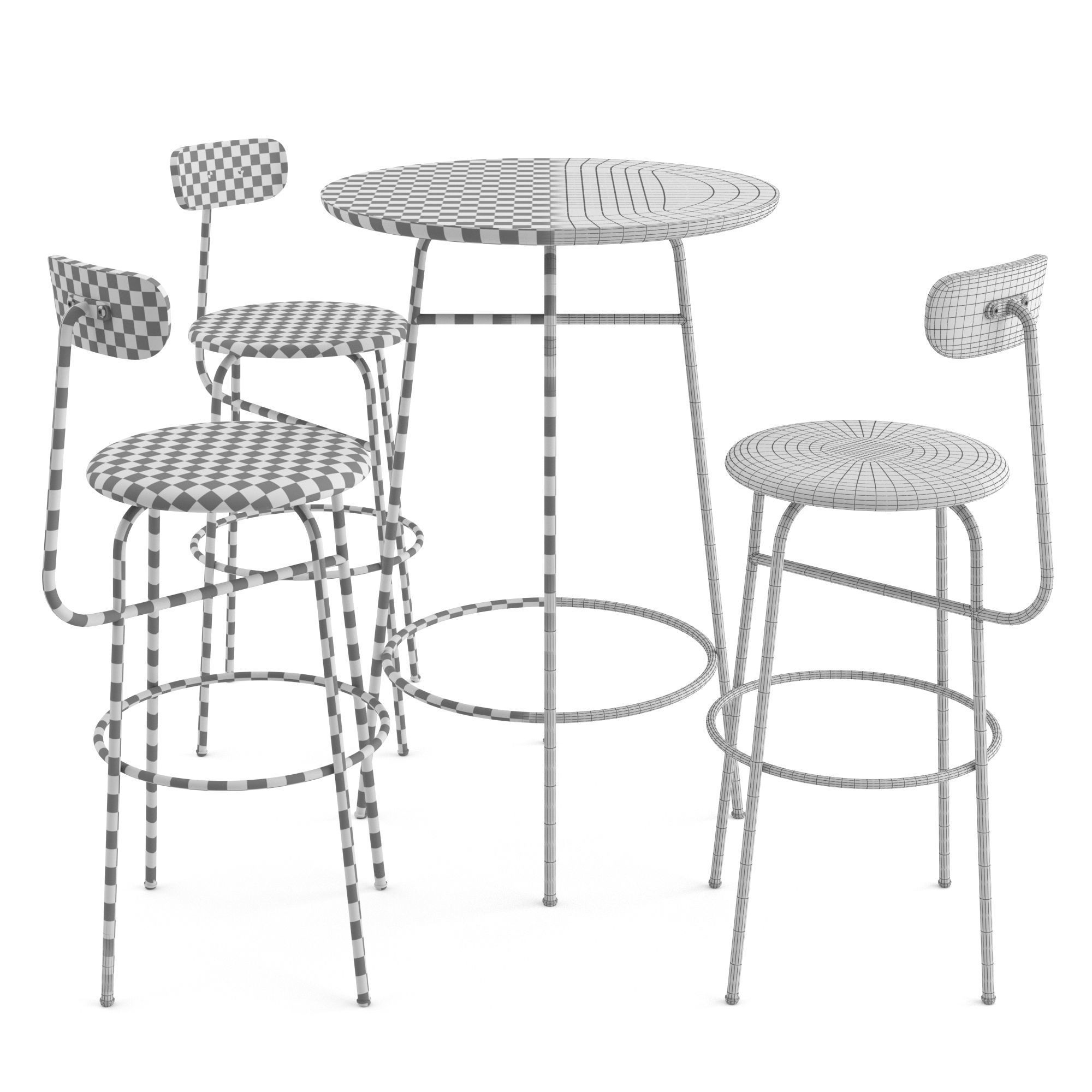 Afteroom bar chair and table by MENU 3D model_5