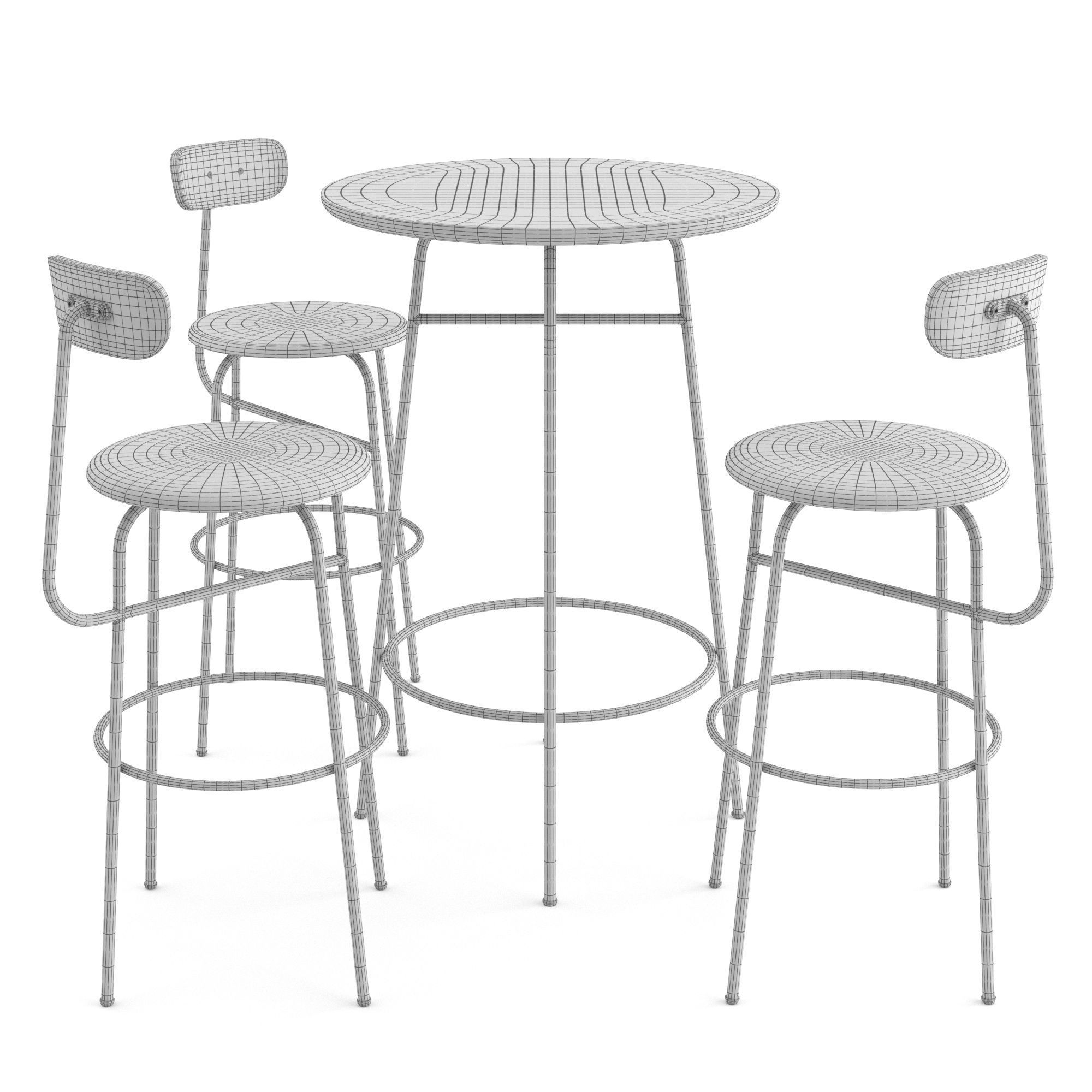 Afteroom bar chair and table by MENU 3D model_4