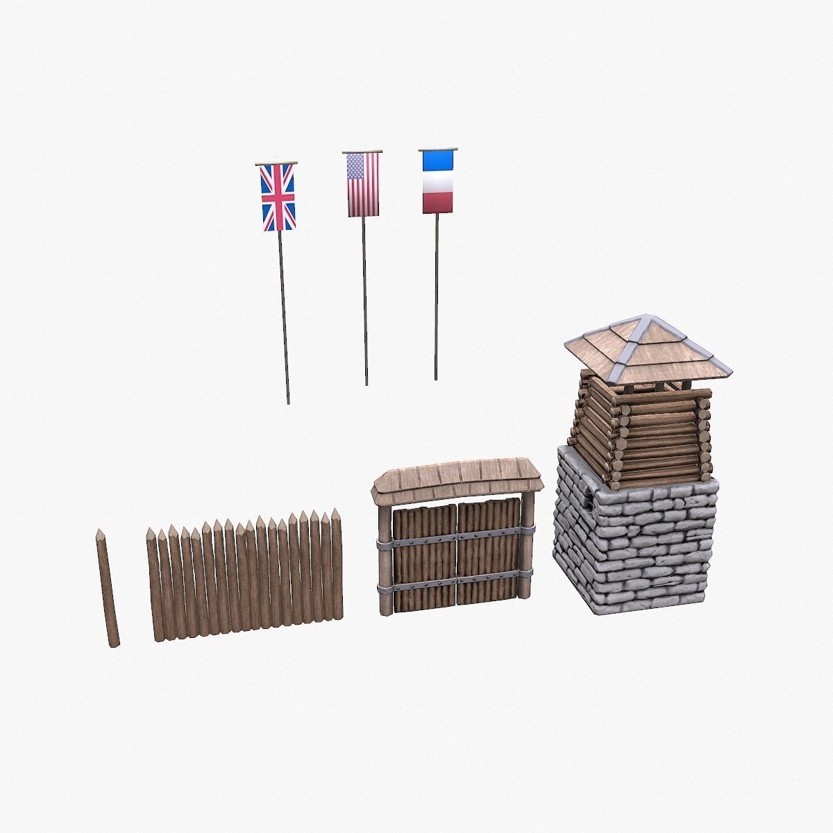 Fort NorthAmerica Low-poly 3D model_10