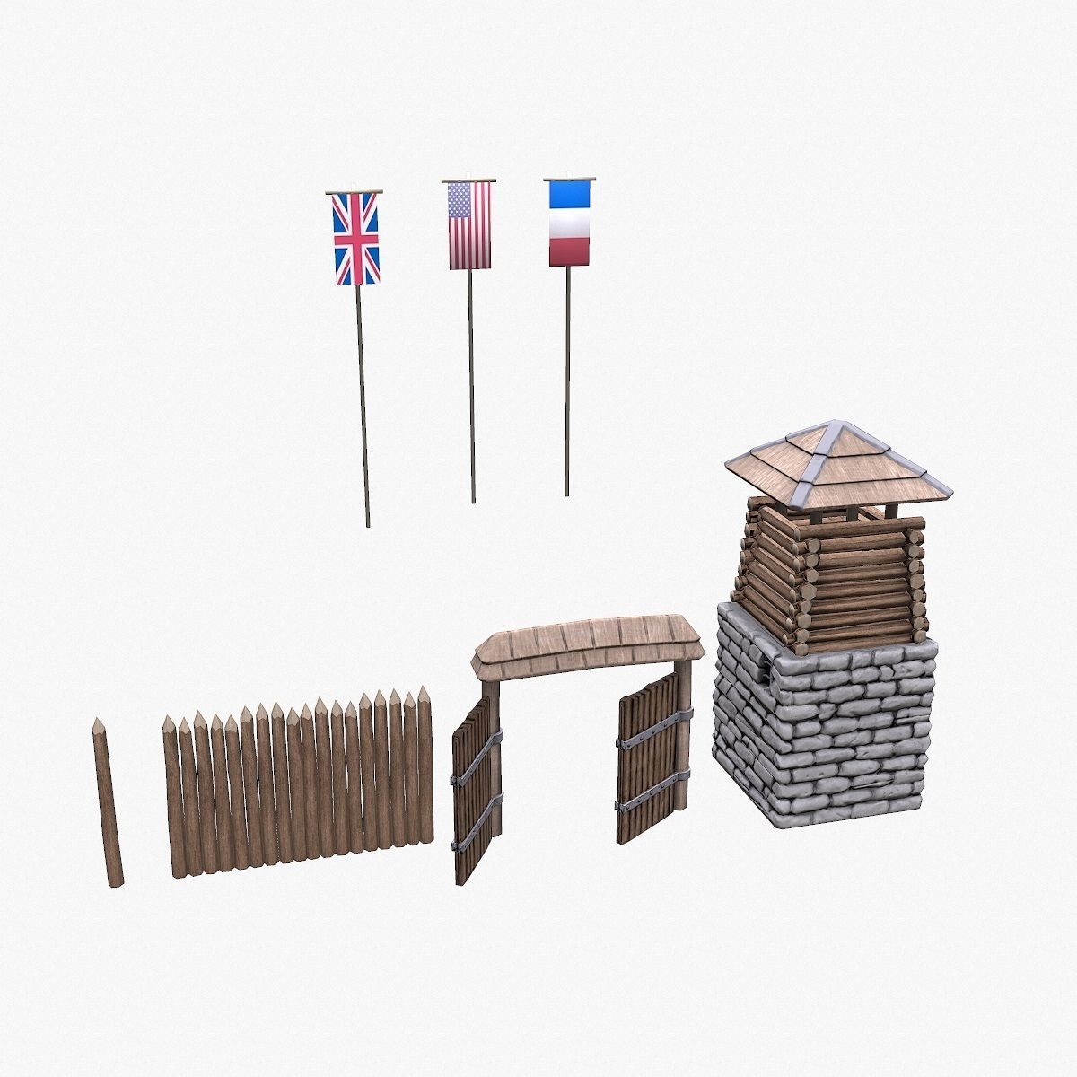 Fort NorthAmerica Low-poly 3D model_9