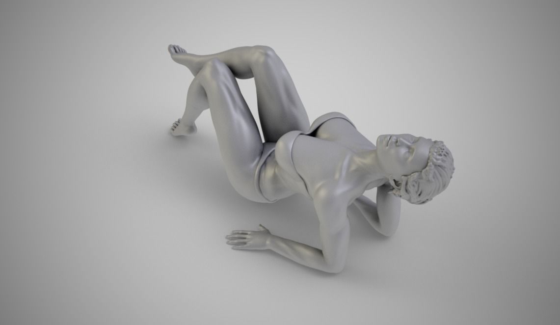 Woman Leaning Back on Elbows 3D print model_1