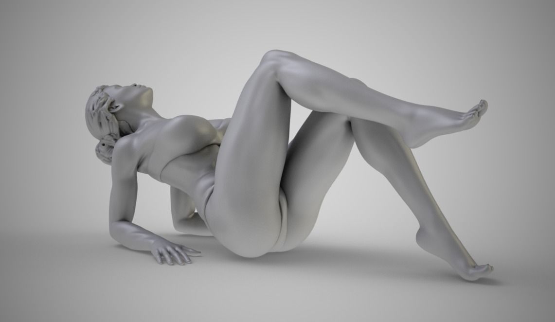 Woman Leaning Back on Elbows 3D print model_2