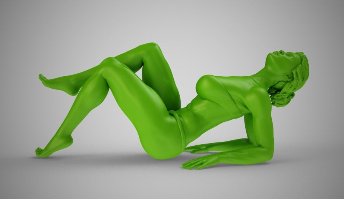 Woman Leaning Back on Elbows 3D print model_9
