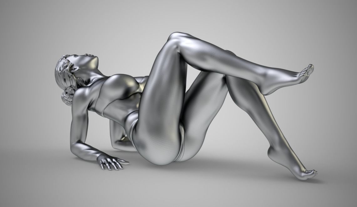 Woman Leaning Back on Elbows 3D print model_3