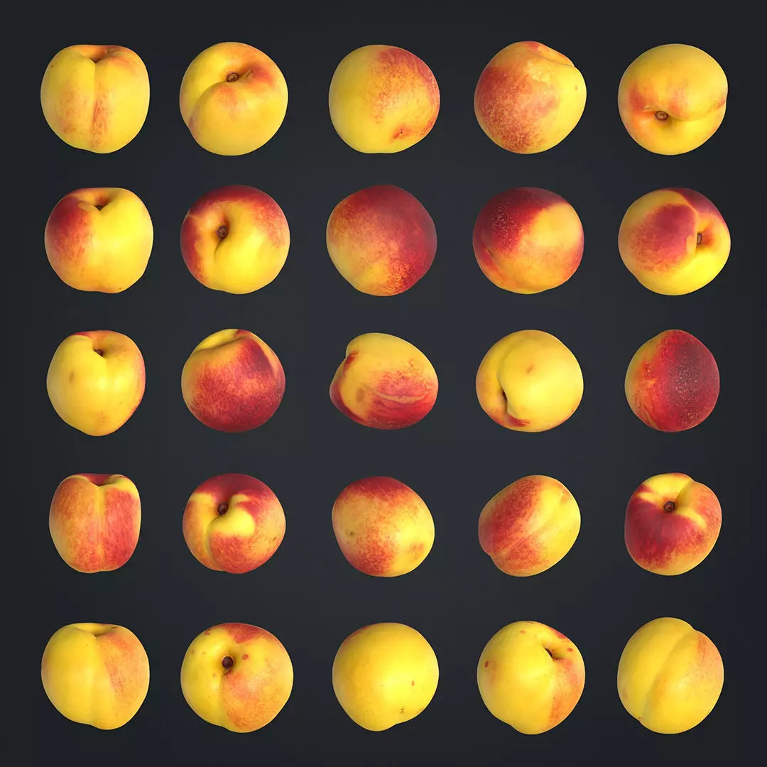 Nectarines pack Midpoly 3D model_0