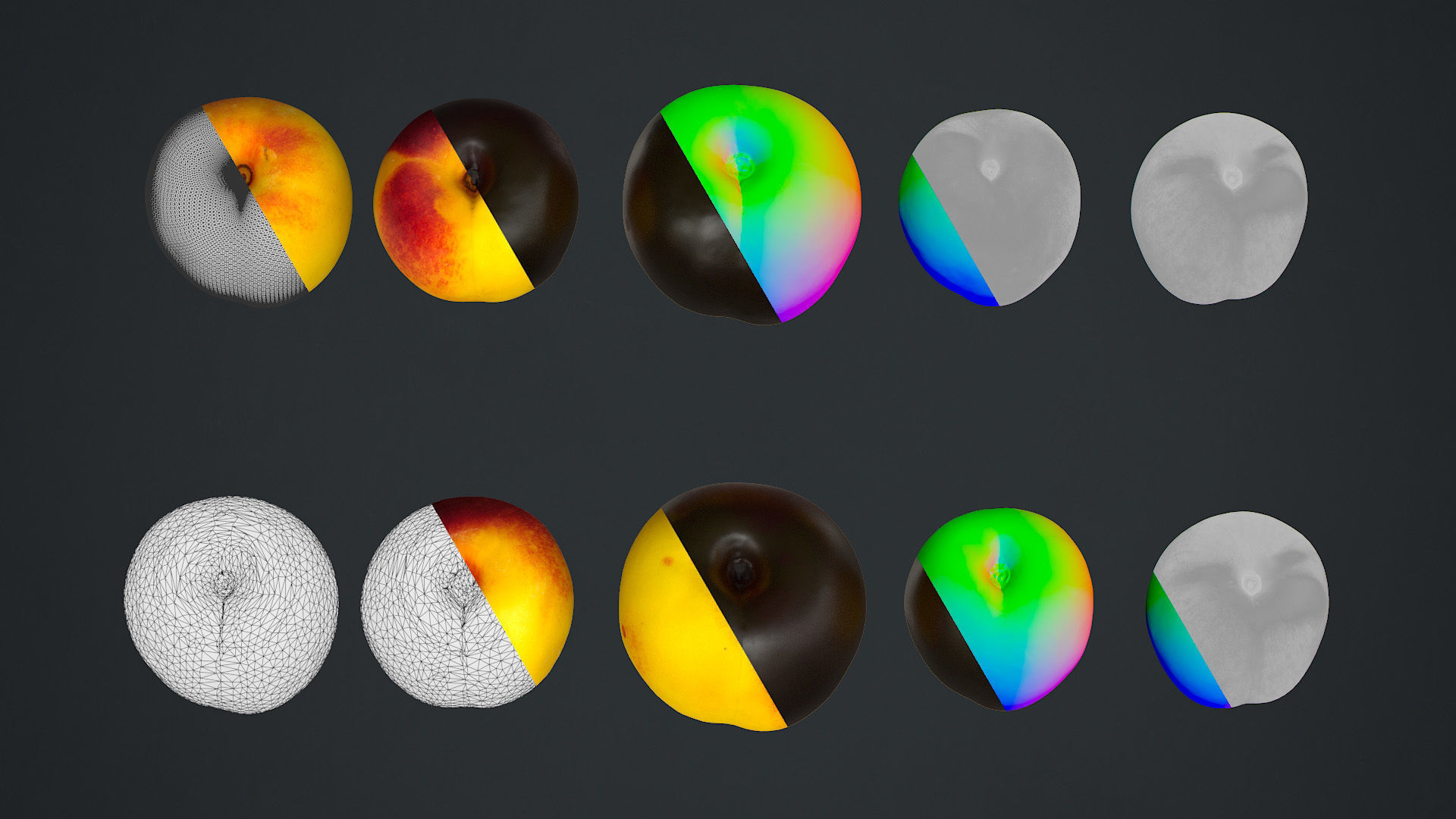 Nectarines pack Low-poly 3D model_5