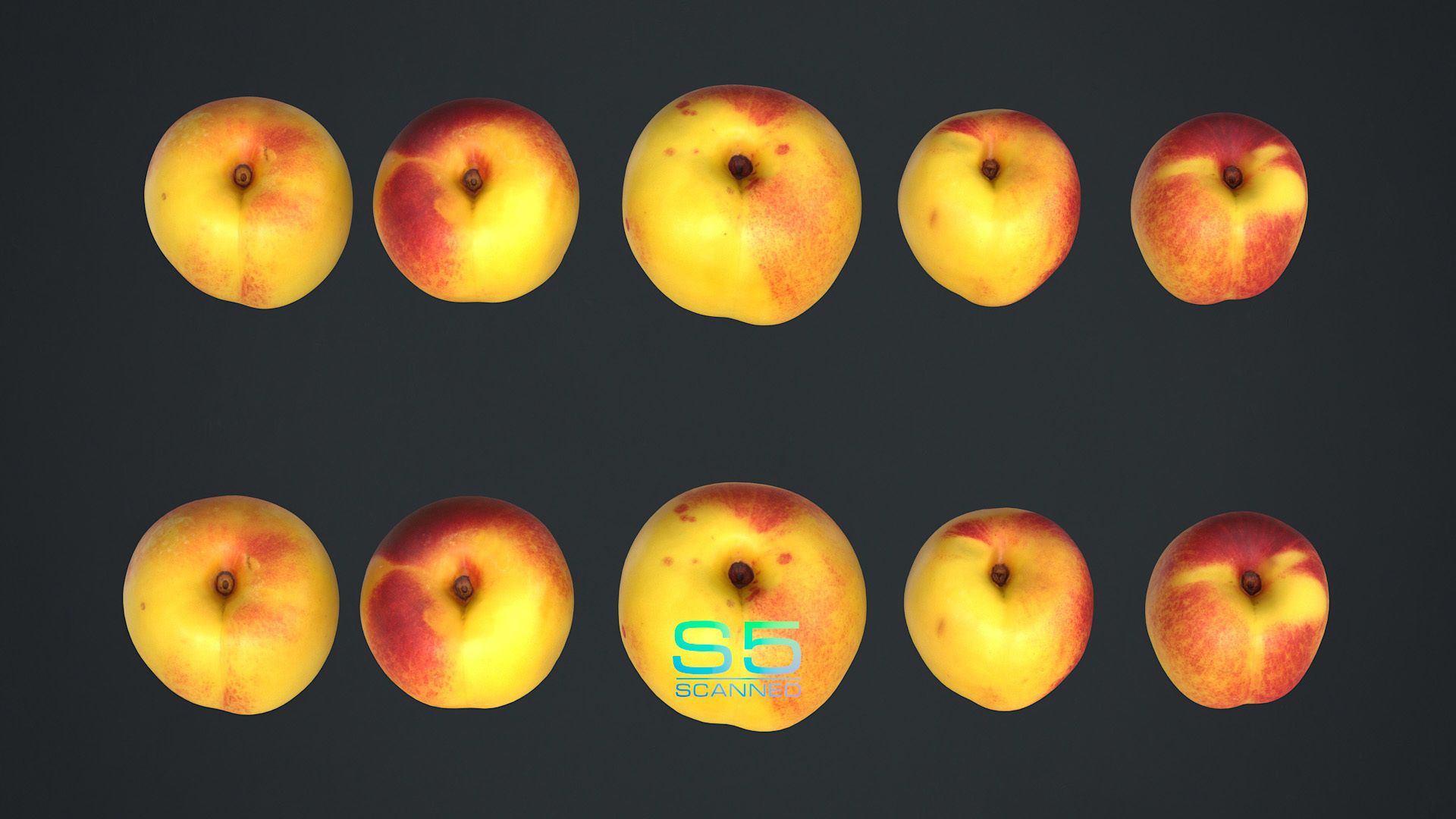 Nectarines pack Low-poly 3D model_4