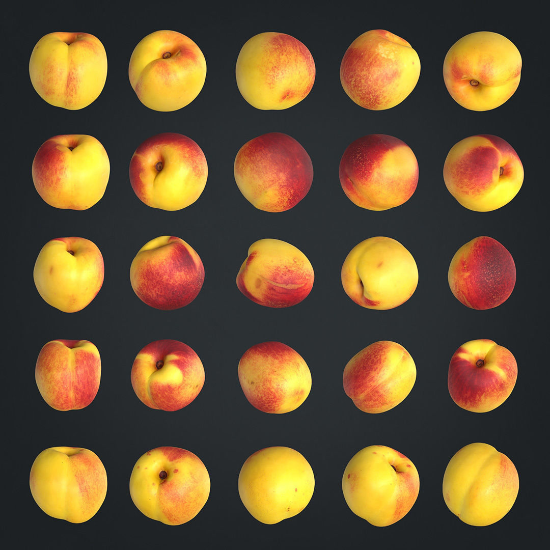 Nectarines pack Low-poly 3D model_1