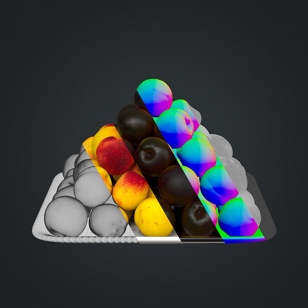 Nectarines pack Low-poly 3D model_3