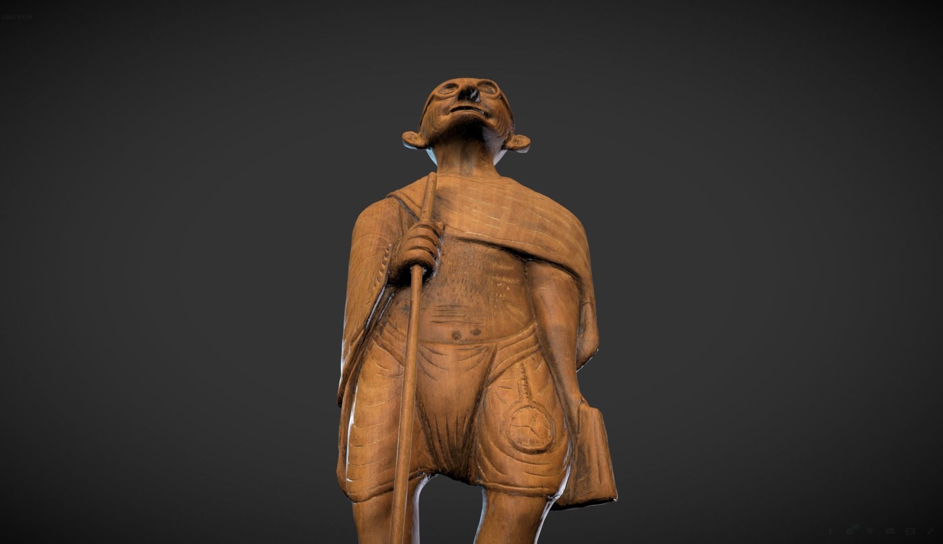 Wooden Gandhi Low-poly 3D model_14