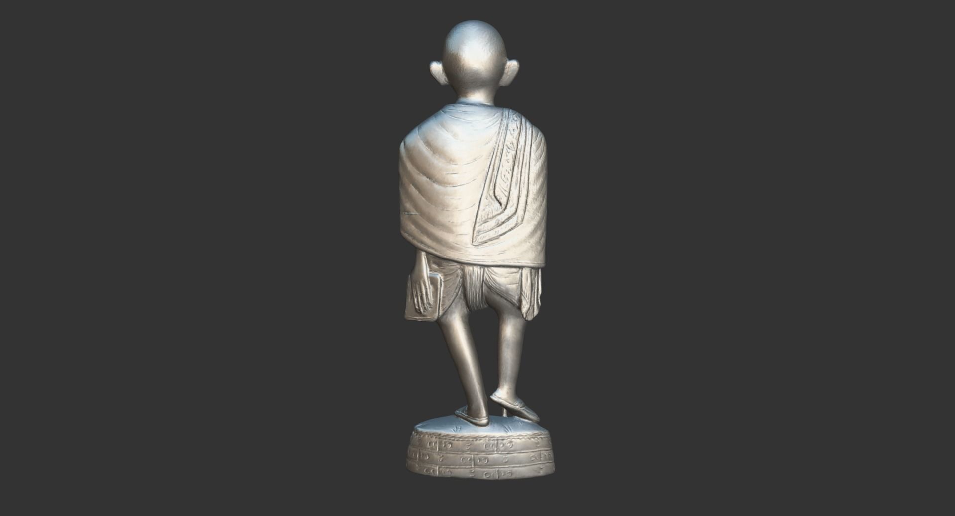 Wooden Gandhi Low-poly 3D model_18