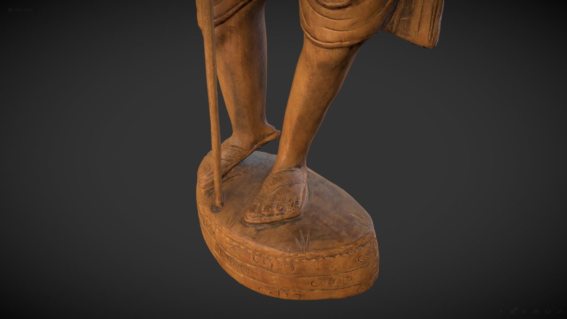 Wooden Gandhi Low-poly 3D model_12