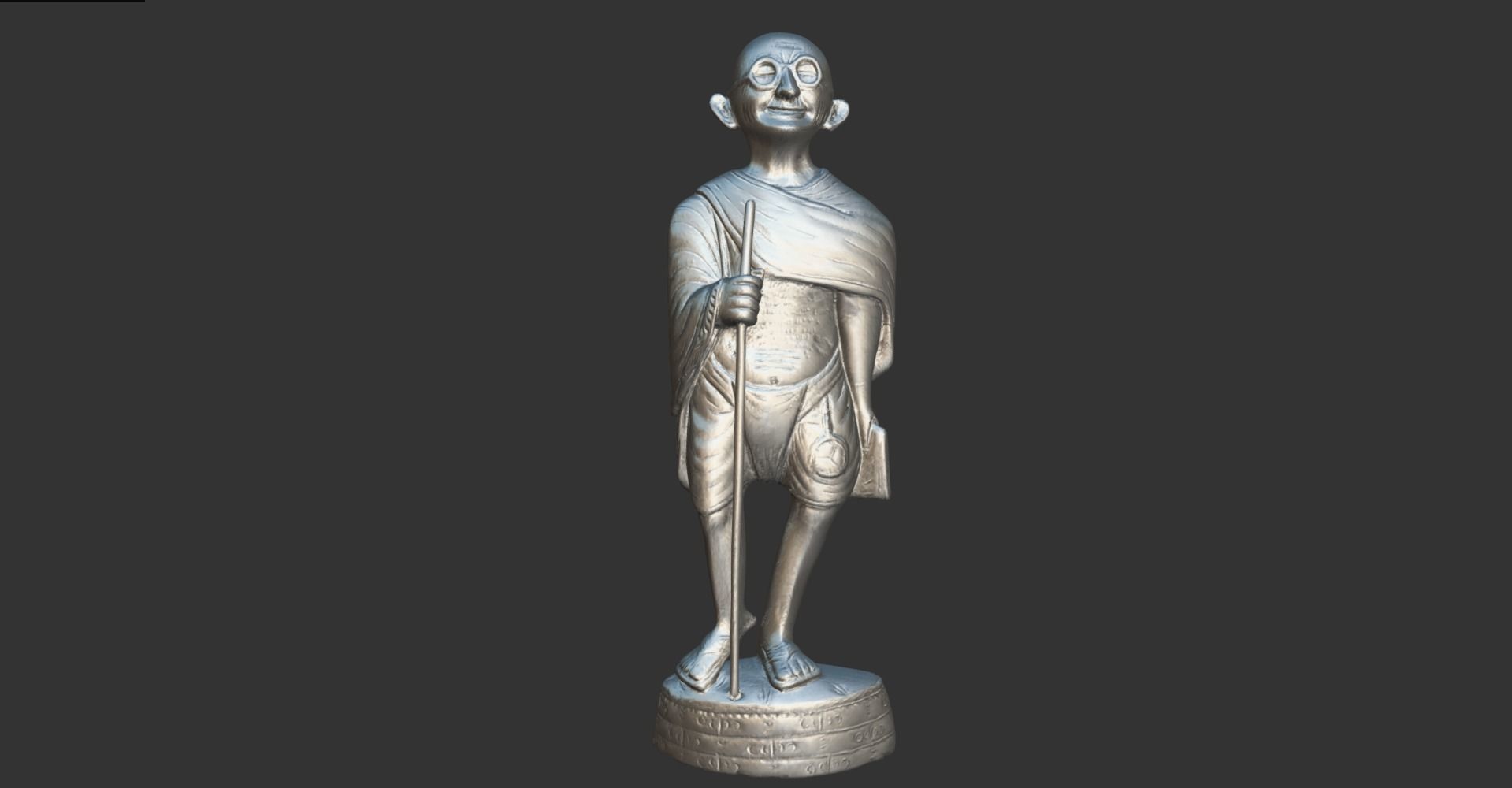 Wooden Gandhi Low-poly 3D model_17