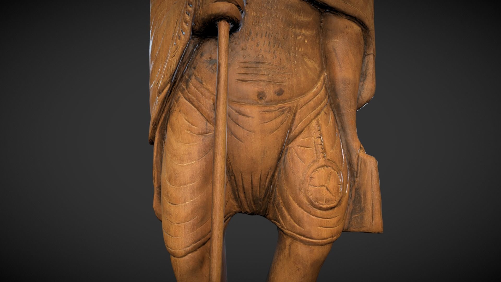 Wooden Gandhi Low-poly 3D model_16