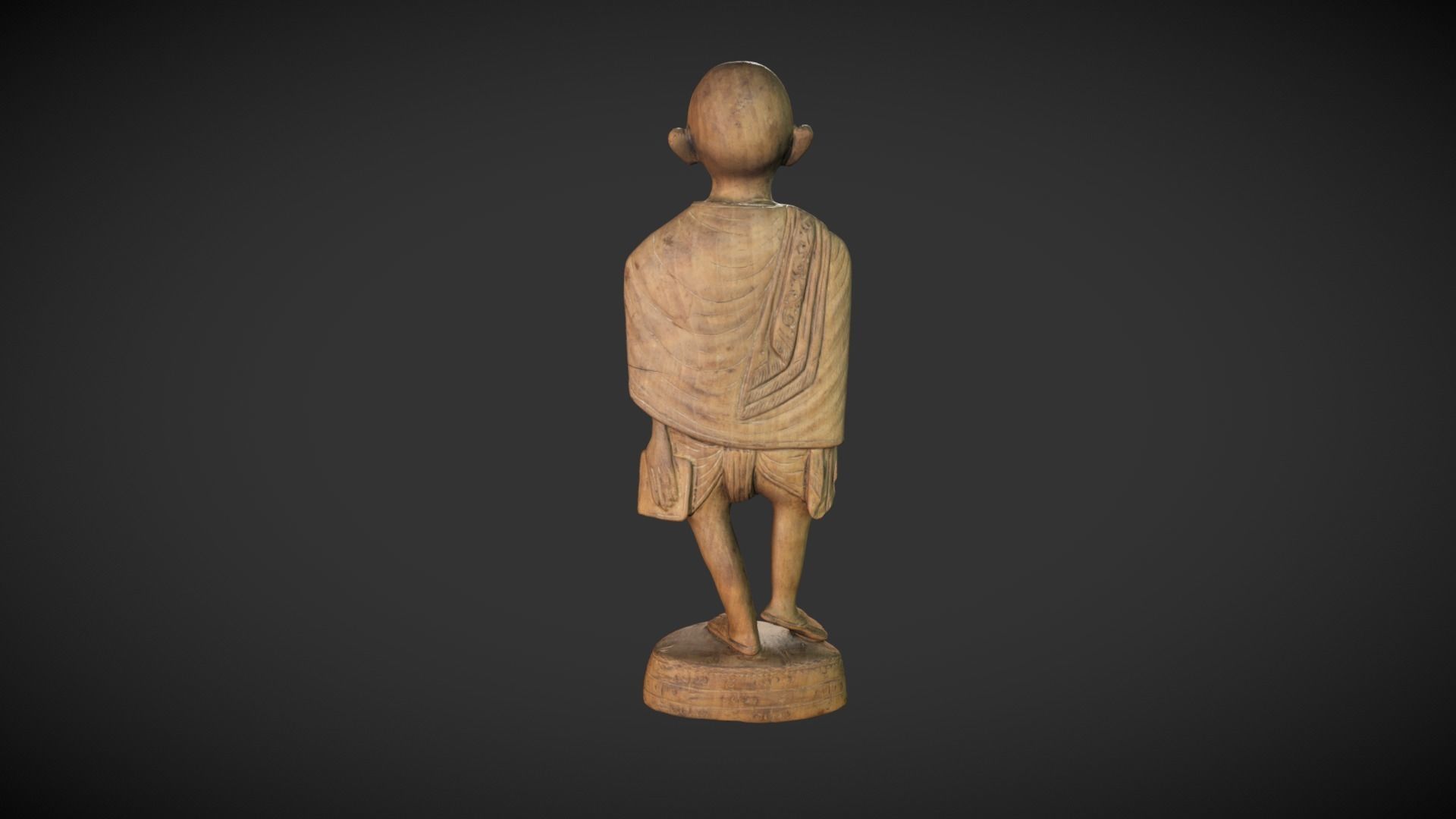 Wooden Gandhi Low-poly 3D model_3