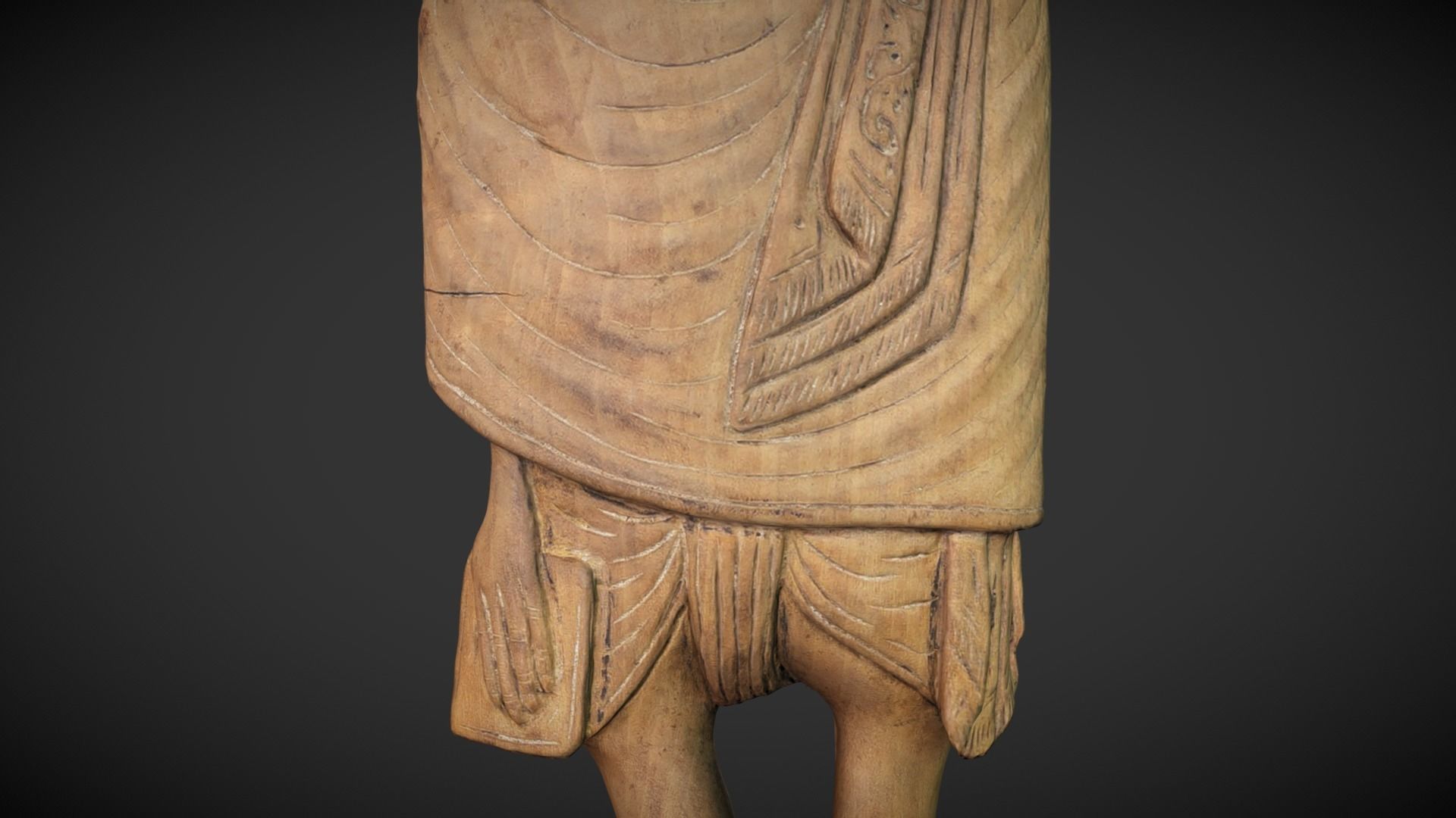 Wooden Gandhi Low-poly 3D model_10