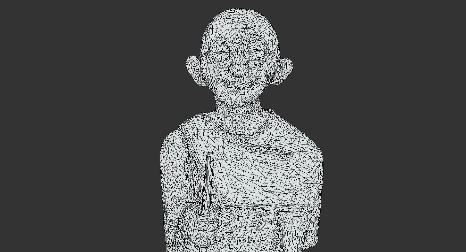 Wooden Gandhi Low-poly 3D model_24