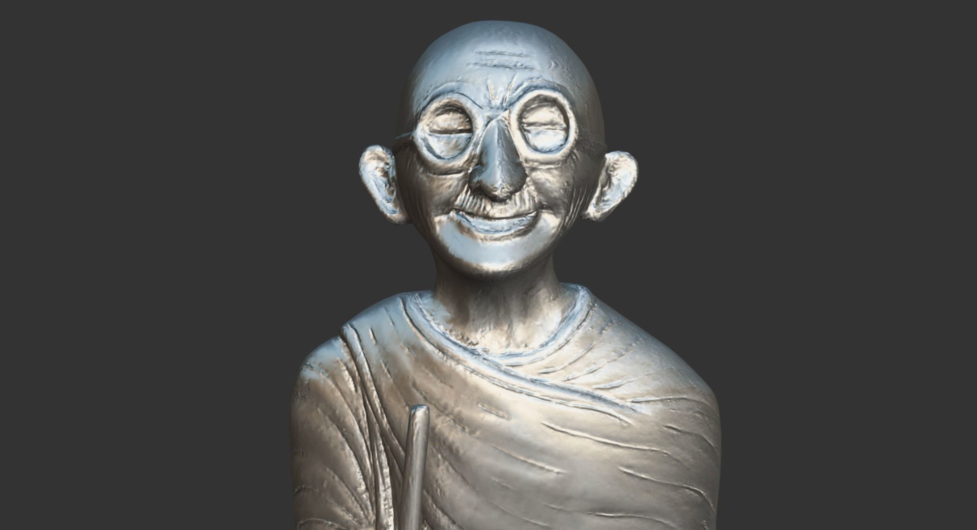 Wooden Gandhi Low-poly 3D model_21