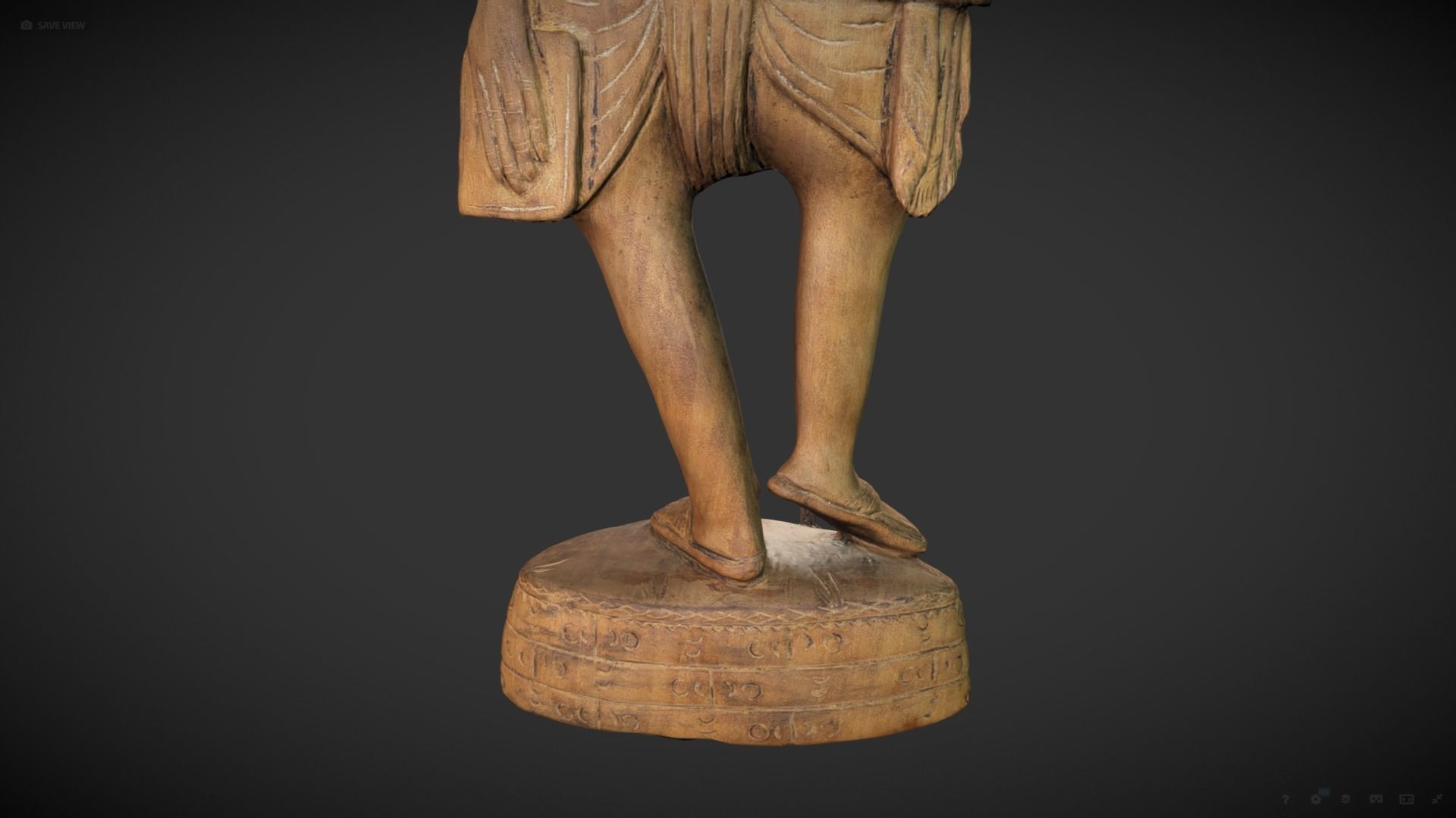 Wooden Gandhi Low-poly 3D model_11