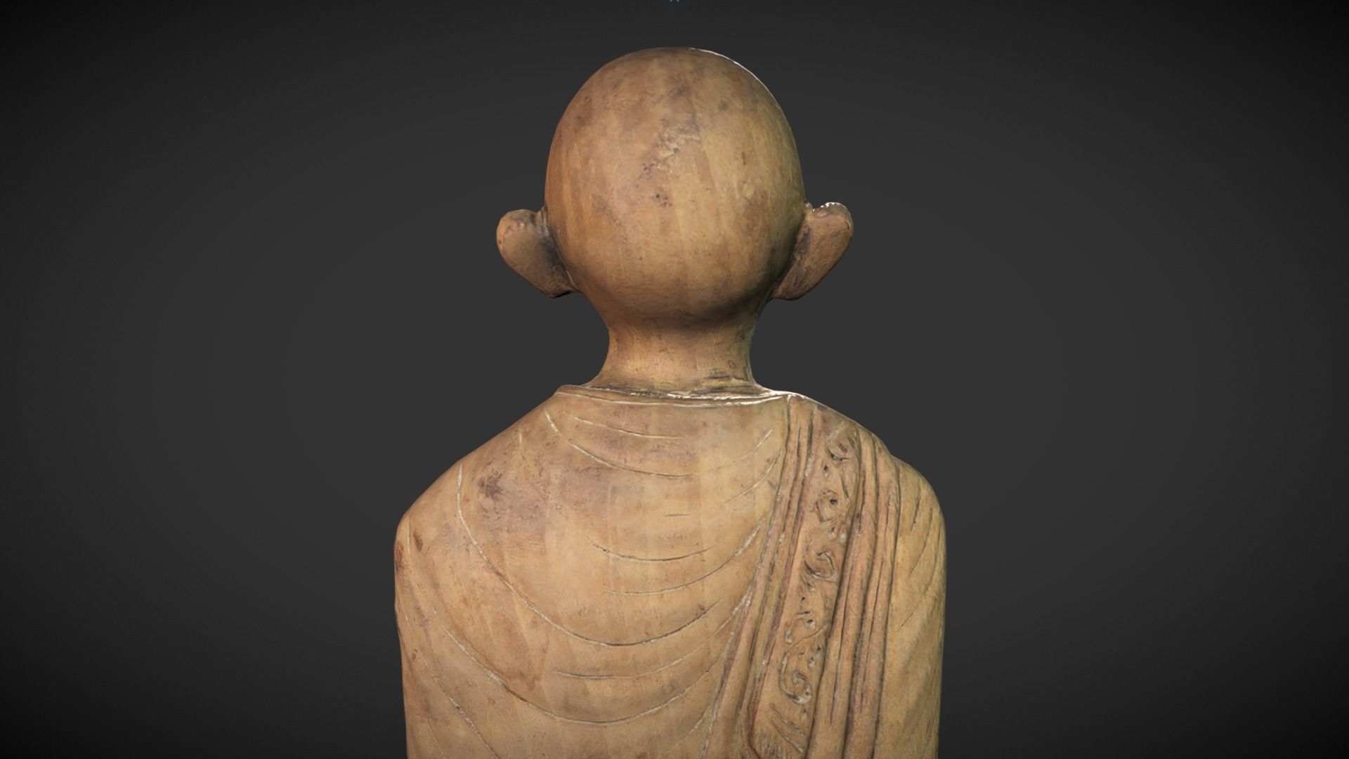 Wooden Gandhi Low-poly 3D model_9