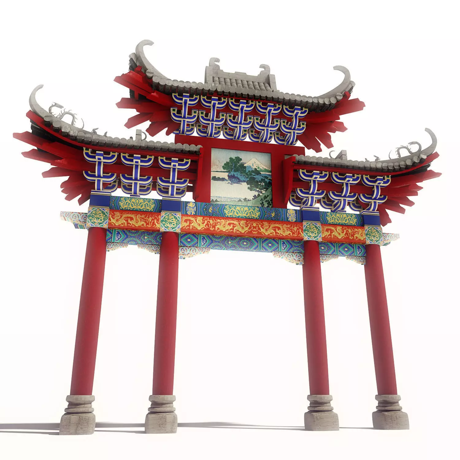 Torii -  traditional shintoist gate 3D model_0