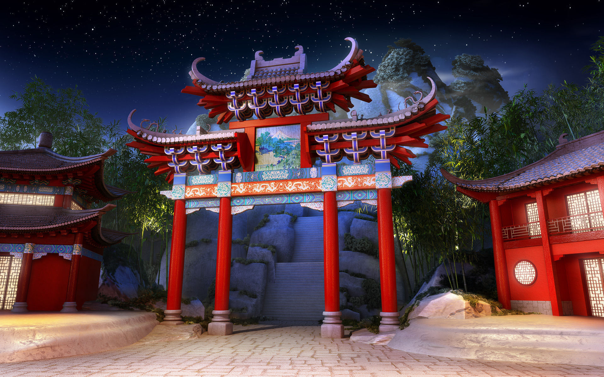 Torii -  traditional shintoist gate 3D model_3