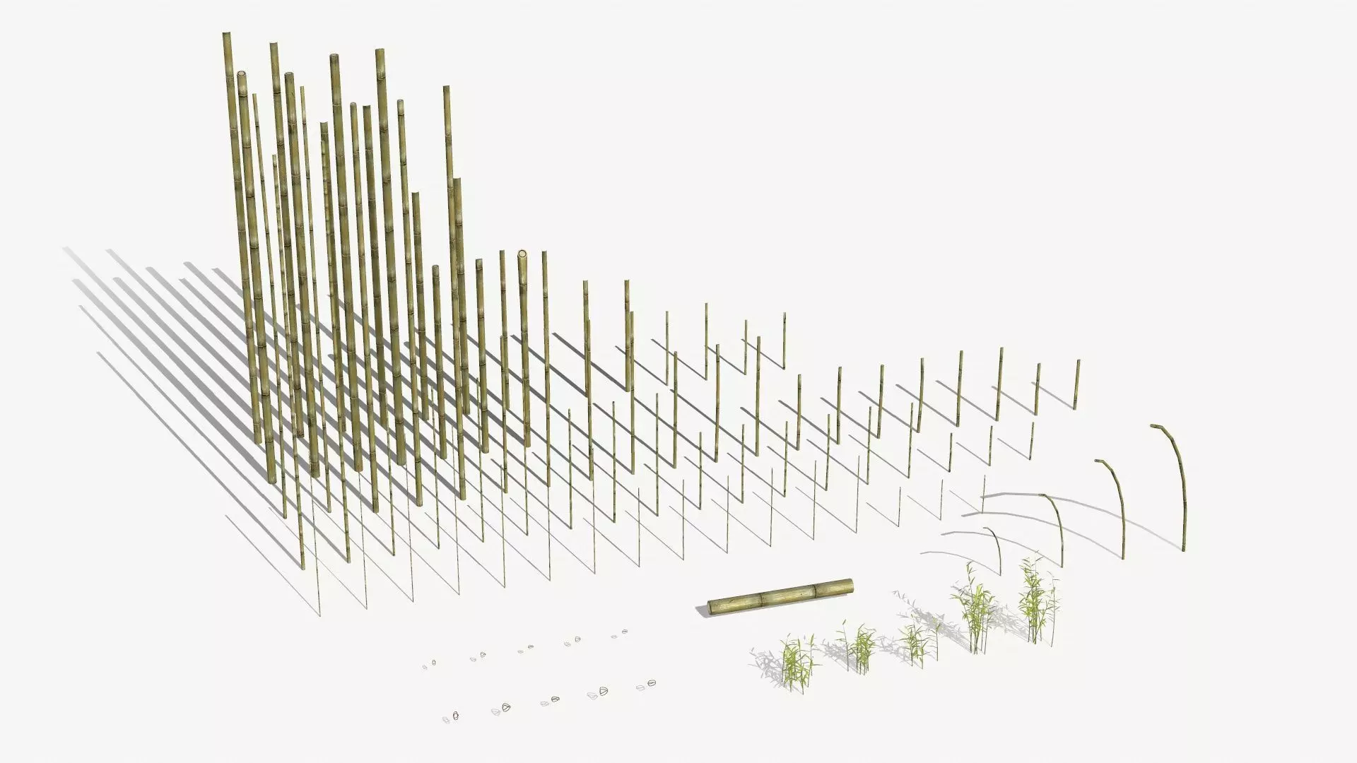 Bamboo Stakes Kitbash Low-poly 3D model