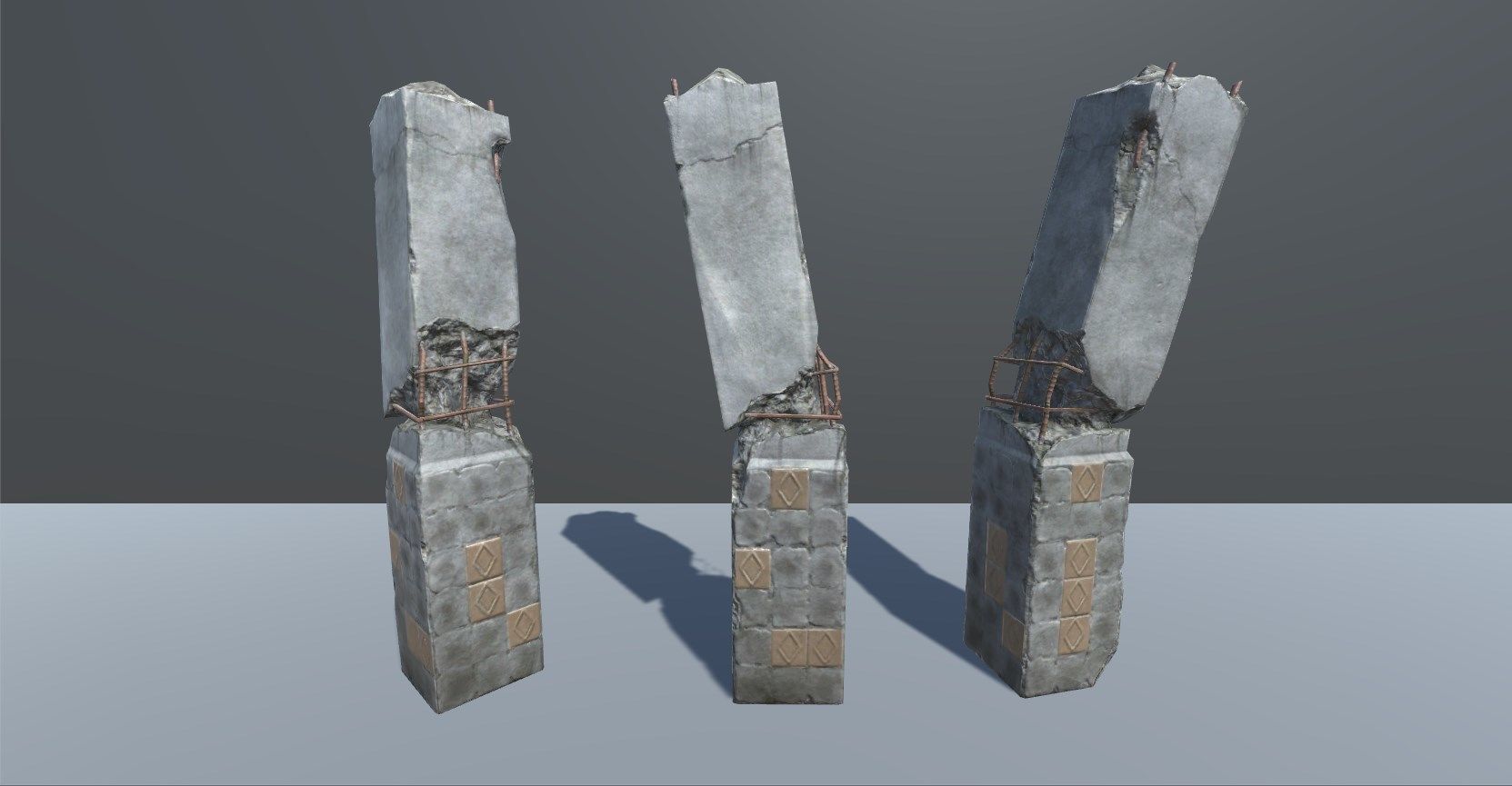 Broken pillar LowPoly model Low-poly 3D model_3