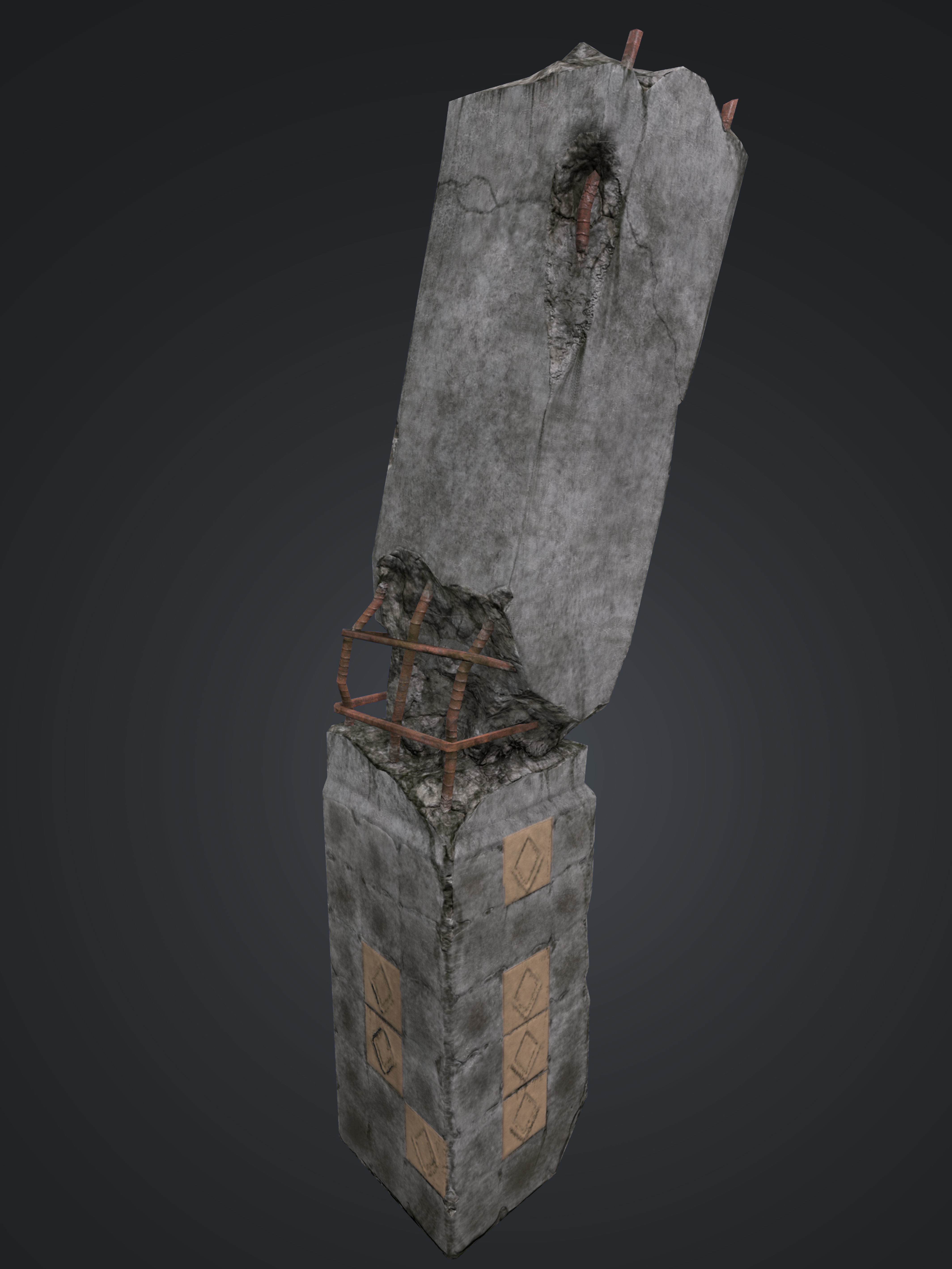 Broken pillar LowPoly model Low-poly 3D model_5