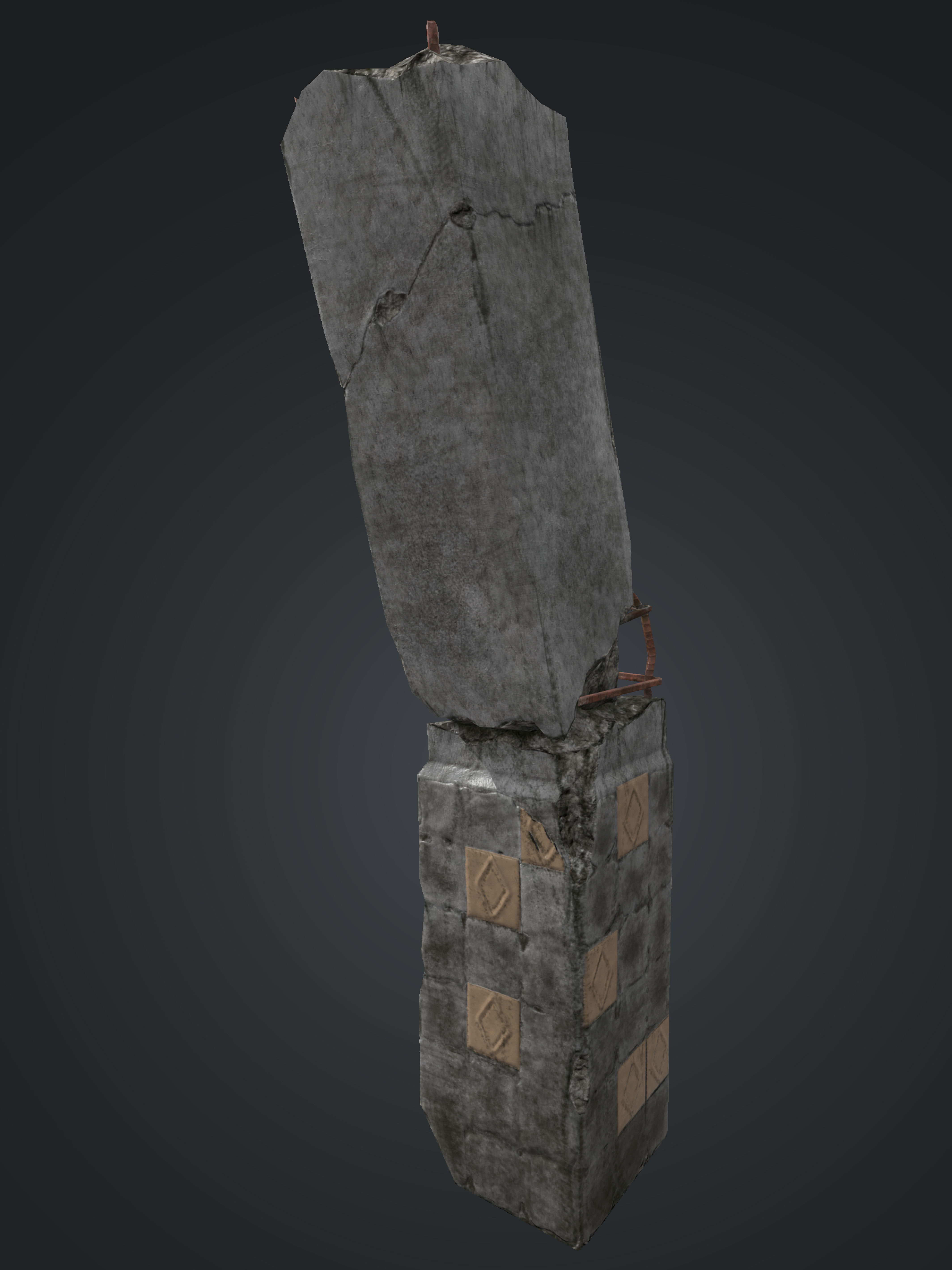 Broken pillar LowPoly model Low-poly 3D model_1
